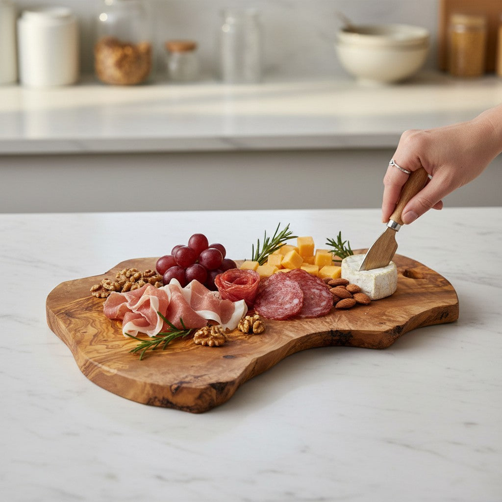 Handmade Olive Wood Freeform Charcuterie Board