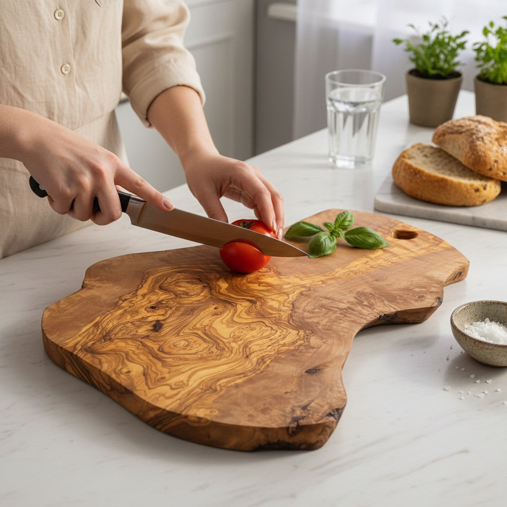 Handmade Olive Wood Freeform Charcuterie Board