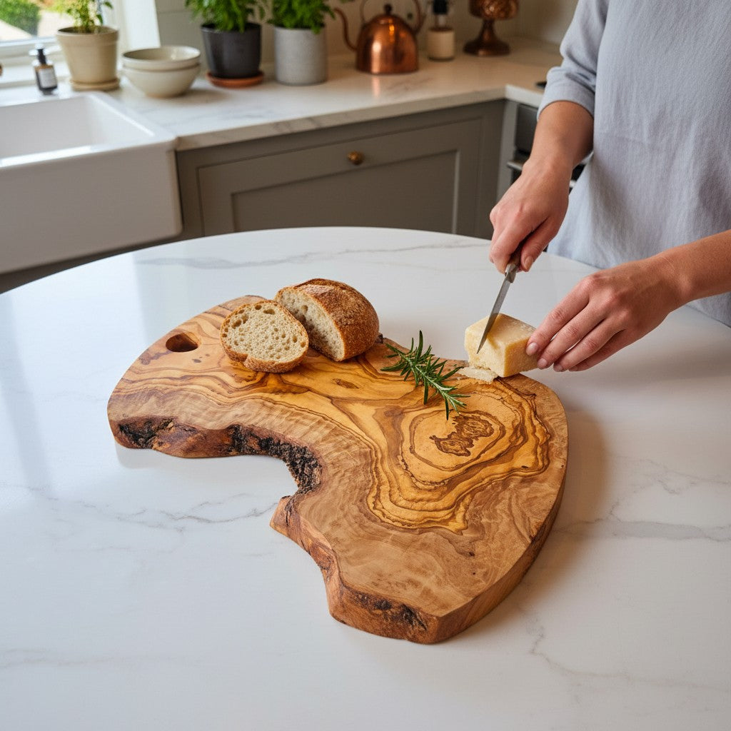 Handmade Olive Wood Freeform Charcuterie Board