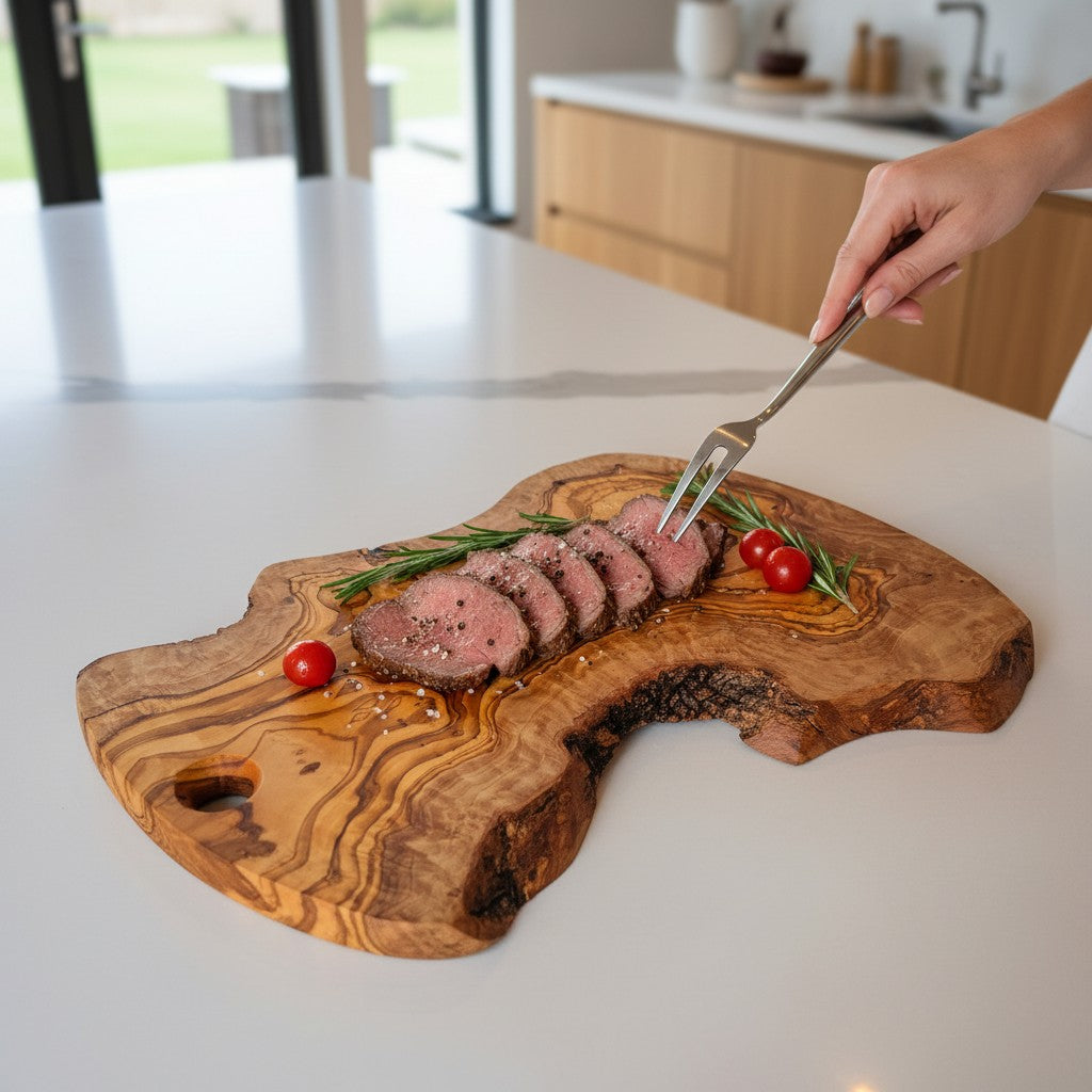 Handmade Olive Wood Freeform Charcuterie Board
