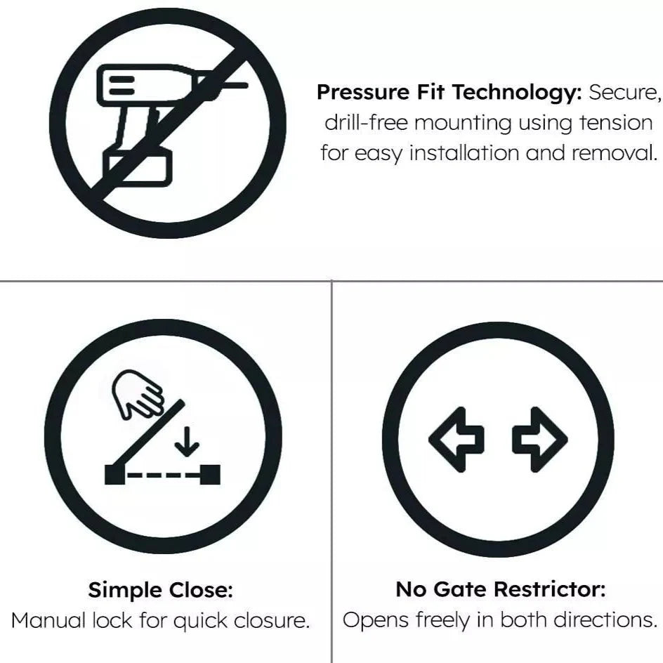 2x FYLO Baby Safety Stair Gate Pressure Fit  Extra Wide
