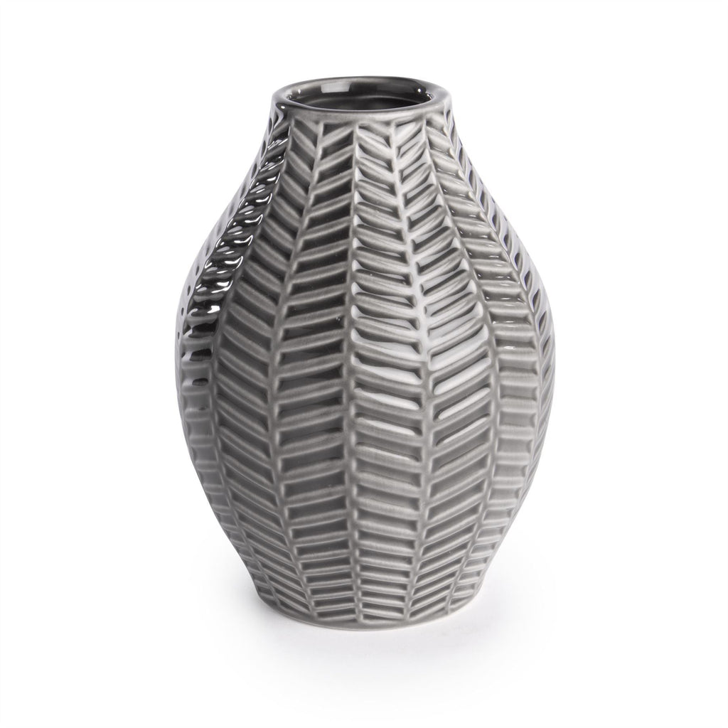 Grey Ceramic Leaf Inspired Vases - Set of 2