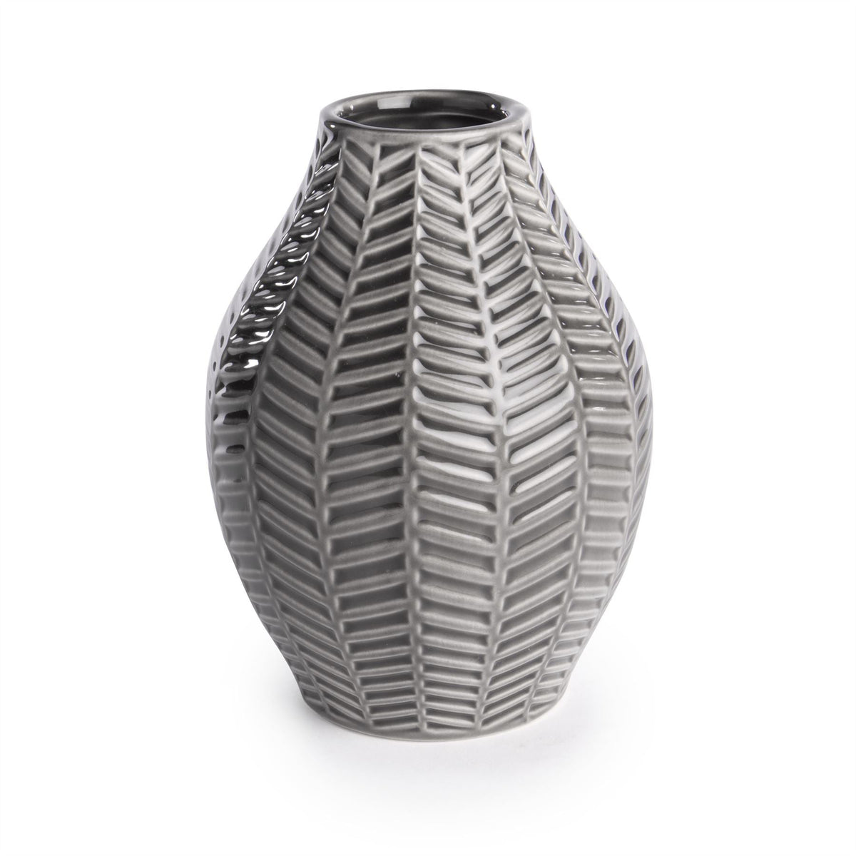 Grey Ceramic Leaf Inspired Vases - Set of 2