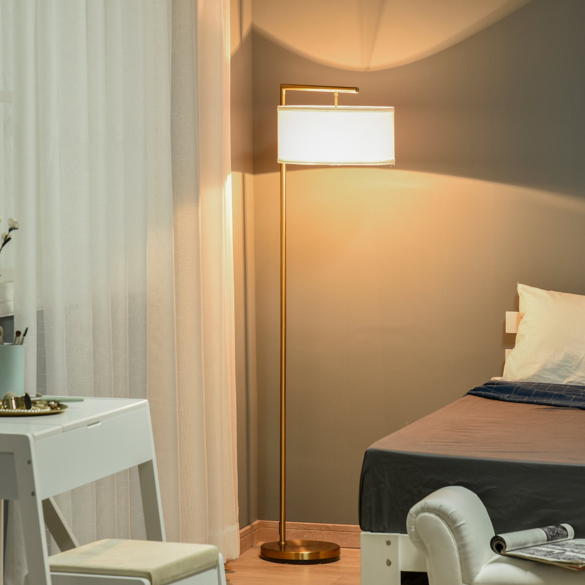 Floor Lamp with Linen Lampshade