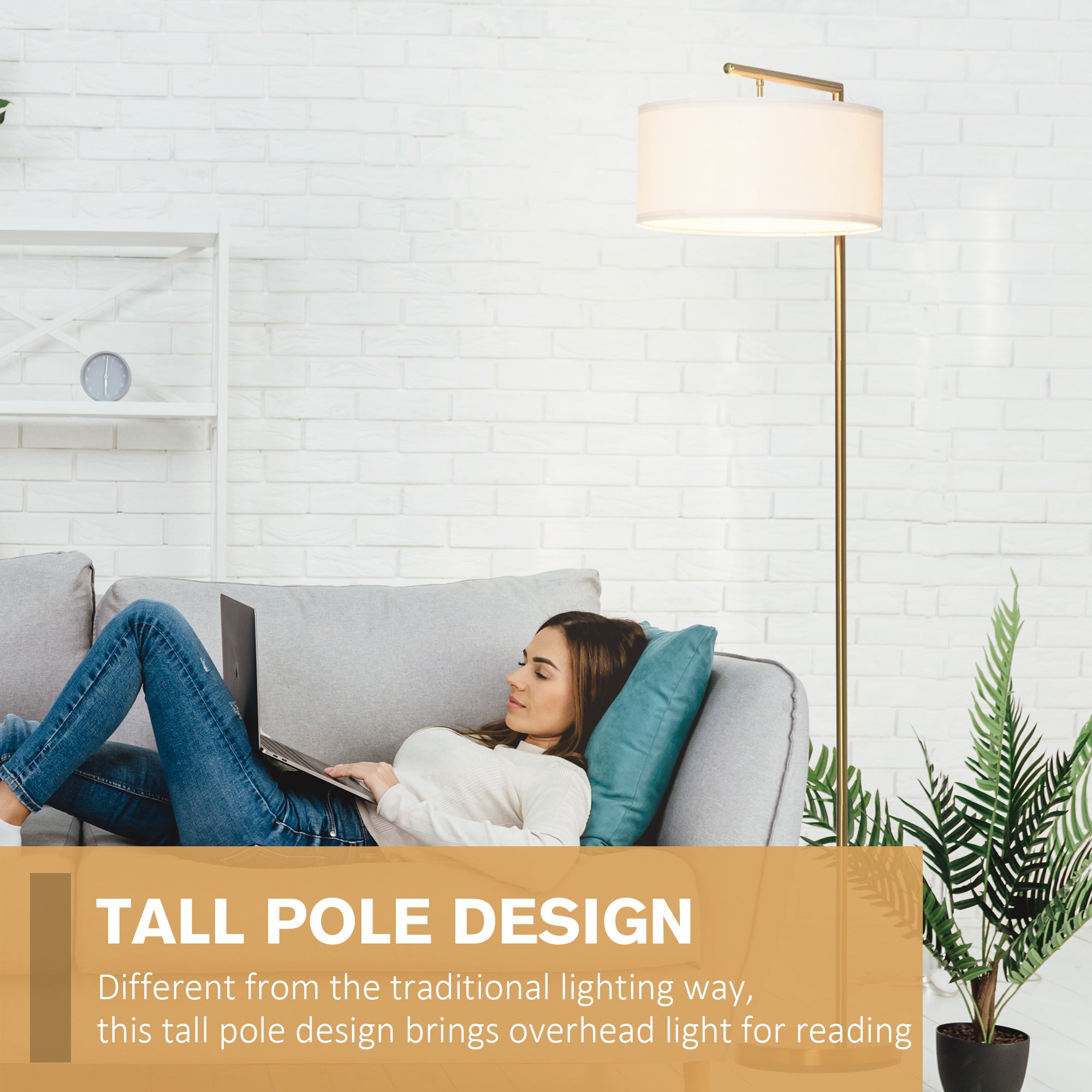 Floor Lamp with Linen Lampshade