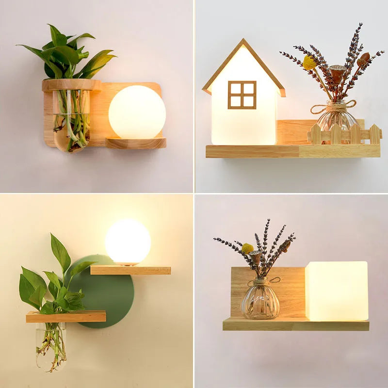 Modern Wooden LED Shelf Light