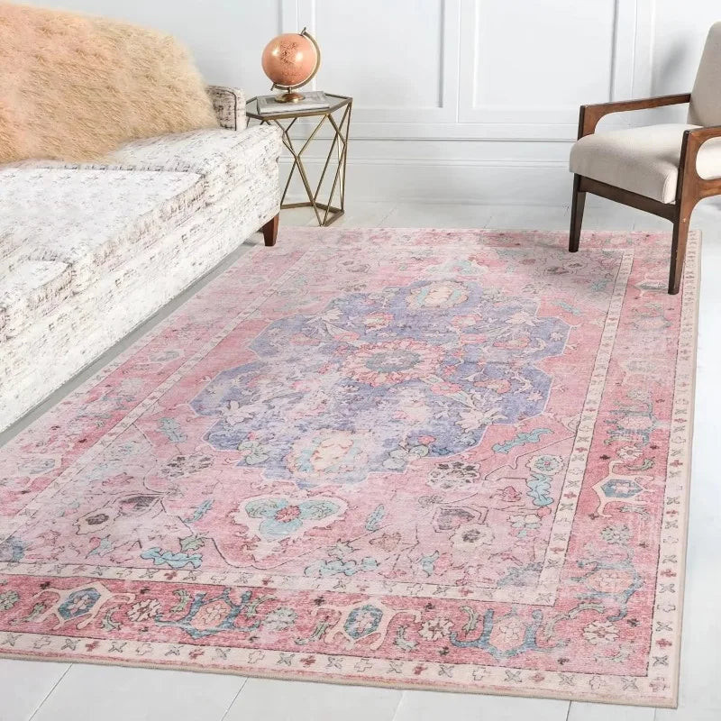 Soft Boho Carpet for Living Room Bedroom Restaurant Persian Rug Large Size Area Vintage Flower for Boys Girls and Adults Mat