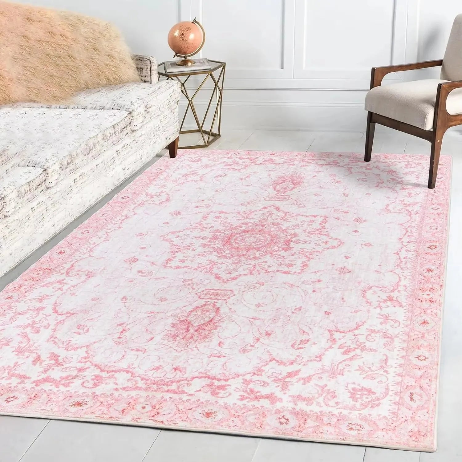 Soft Boho Carpet for Living Room Bedroom Restaurant Persian Rug Large Size Area Vintage Flower for Boys Girls and Adults Mat