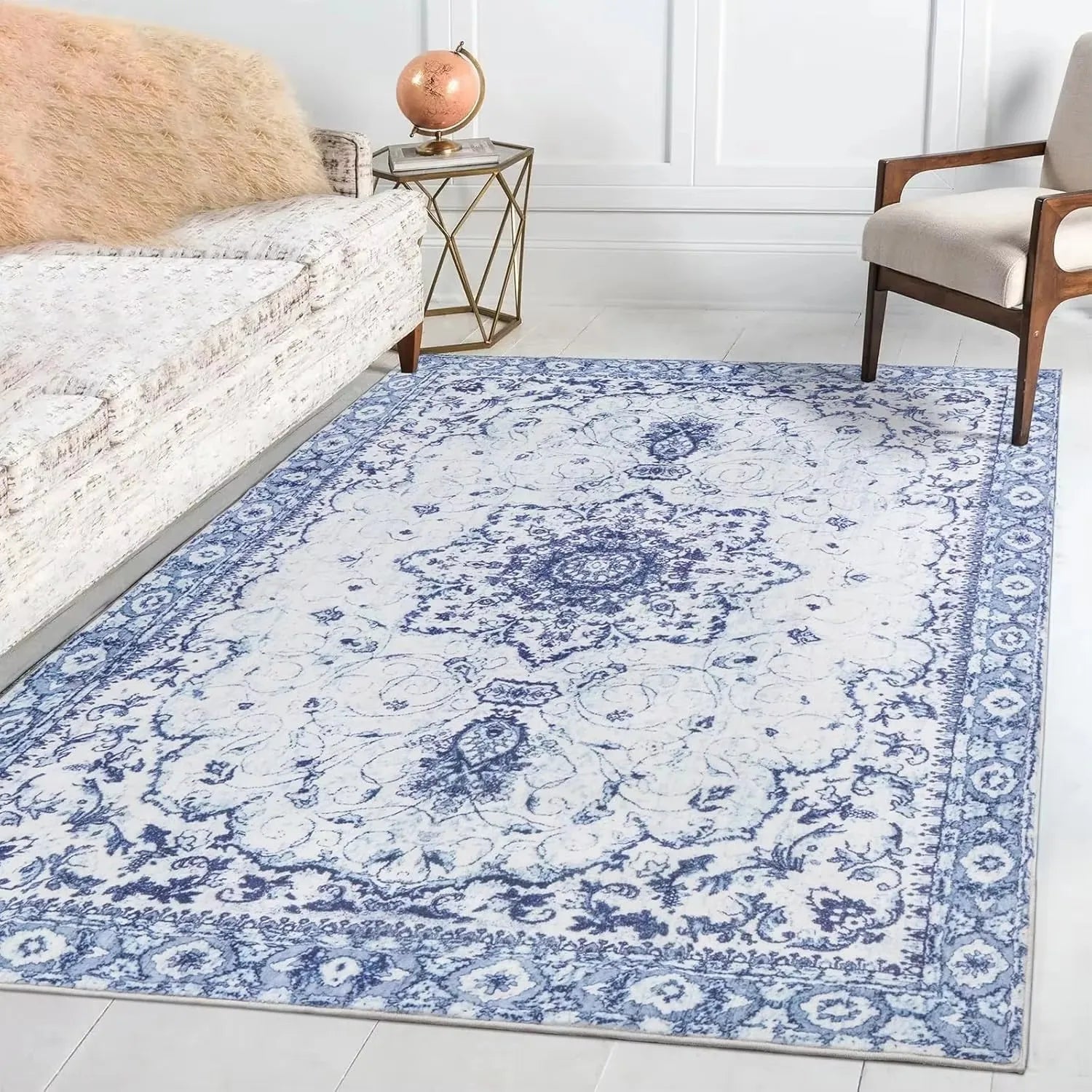 Soft Boho Carpet for Living Room Bedroom Restaurant Persian Rug Large Size Area Vintage Flower for Boys Girls and Adults Mat
