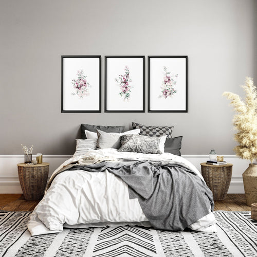 Abstract Floral Artwork | Set of 3 wall art prints
