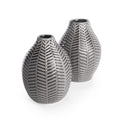 Grey Ceramic Leaf Inspired Vases - Set of 2