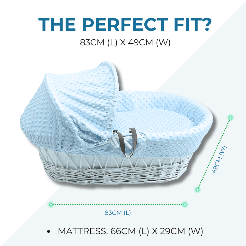 Pink Waffle Grey Wicker Baby Moses Basket With Stand
