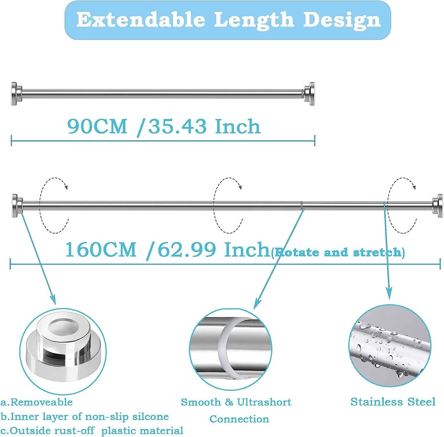 Tension Rod Shower Stainless Steel 90-160 cm