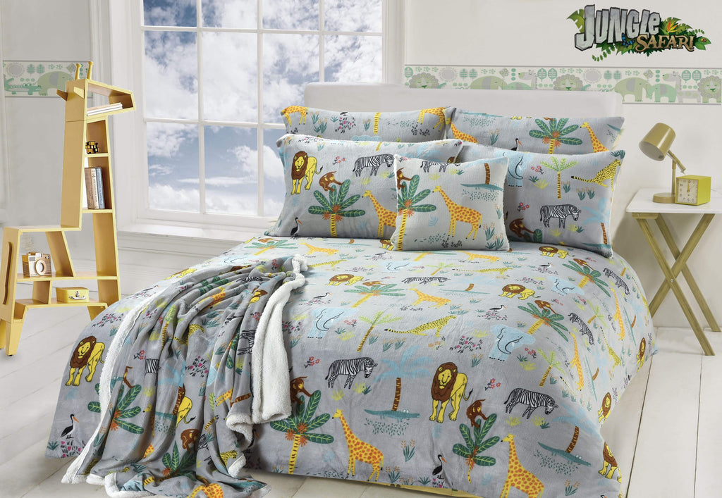 OLIVIA ROCCO Animal Kingdom Kids Teddy Fleece Bedding Set
