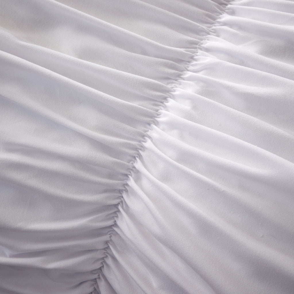 OLIVIA ROCCO Ruched White Microfibre Duvet Cover Set With Pillowcases